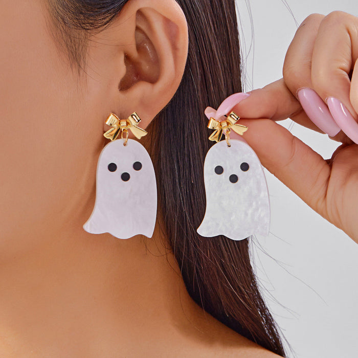 Wholesale  Earrings Acrylic Flower Ghost Cartoon Ghost Print Pendant Fashion Personalized Earrings