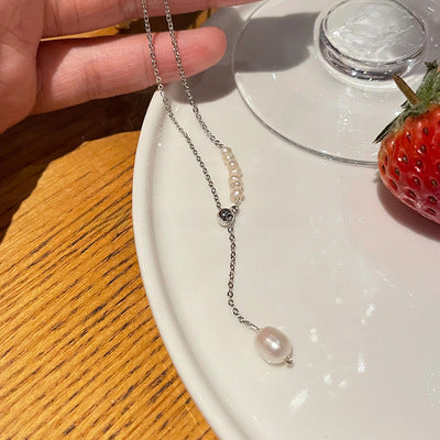 Wholesale Pearl pendant necklace, feminine temperament, niche high-end design, collarbone chain, simple retro versatile neck chain