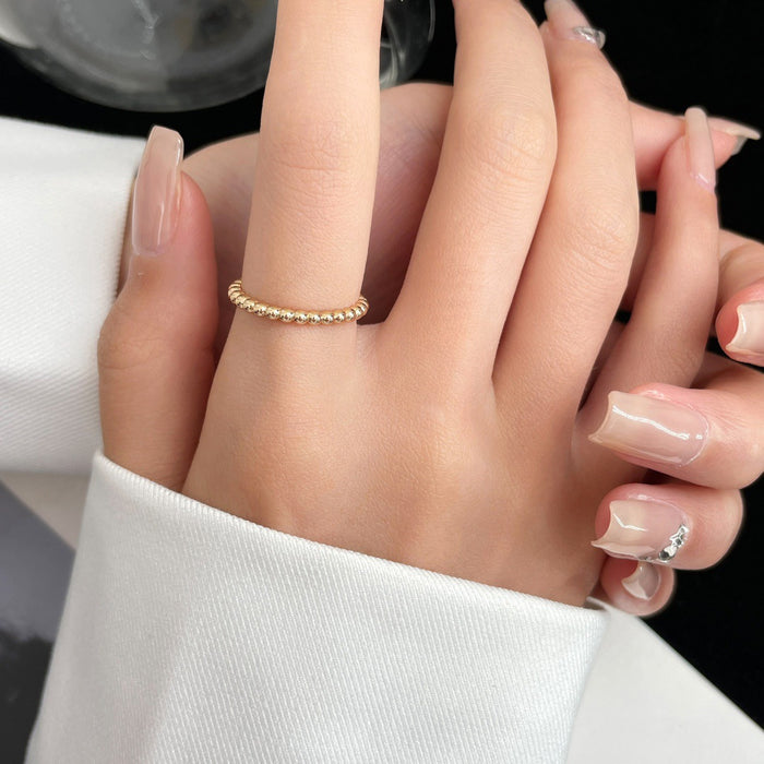 Wholesale Round bead ring, women's light luxury diamond, simple and non fading, solid circle bead ring, layered and worn