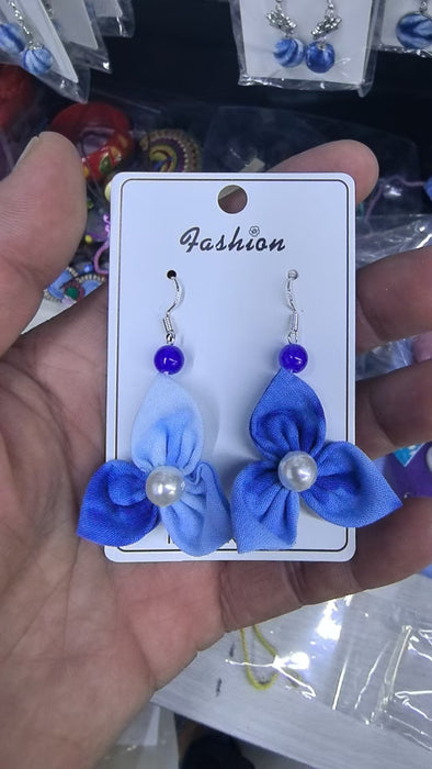 Wholesale Hand woven blue tie dye earrings