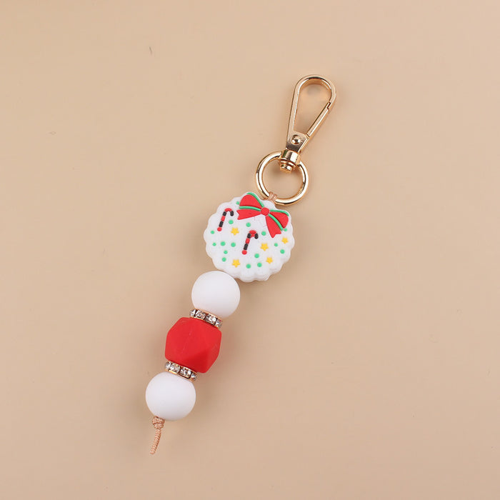 Wholesale Cartoon Christmas Handmade Silicone Beaded Keychain JDC-KC-GuangTian001