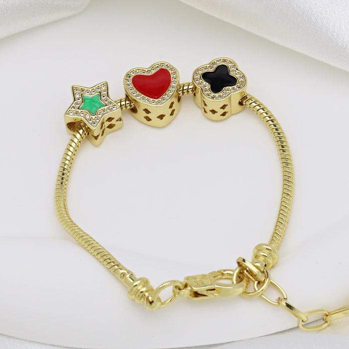 Wholesale Star five-pointed star love heart four petals  bracelet pendant female