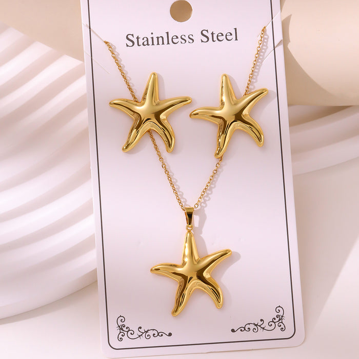 Wholesale RetroEarrings Necklace Stainless Steel Gold-Plated Jewelry