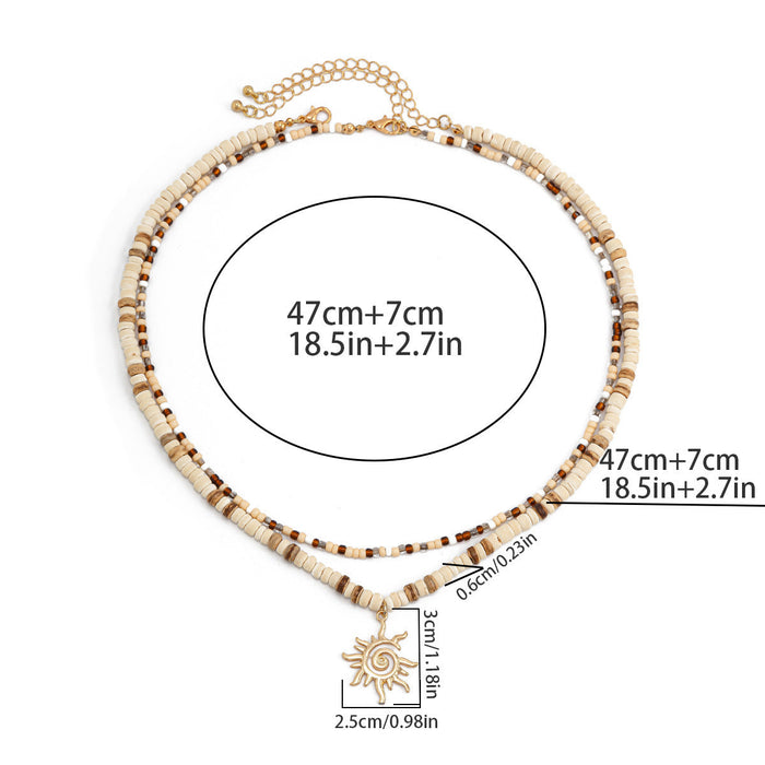 Wholesale Niche Sunwood Bead and nut Shell Bead Necklace