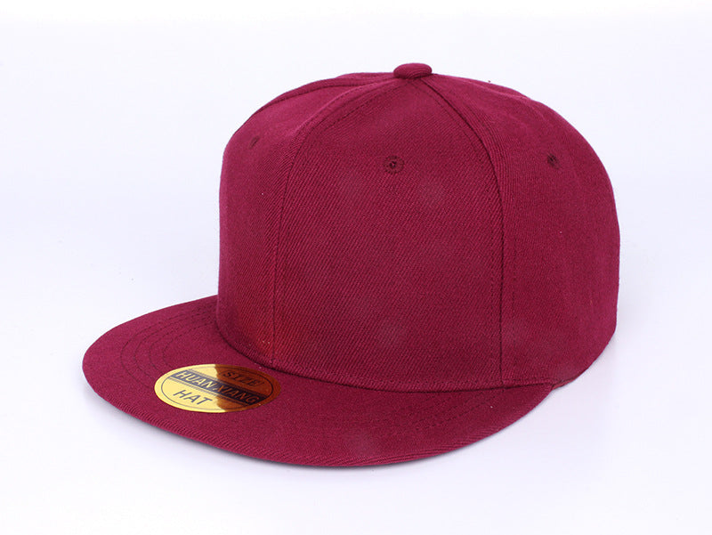 Wholesale Red Solid Color Baseball Cap Flat Brim Skateboard Hip Hop Adjustable Summer Fashion