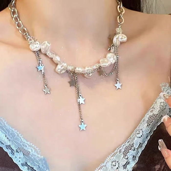 Wholesale Design simple pearl pendant necklace, light luxury, fashionable and high-end, versatile collarbone chain accessory