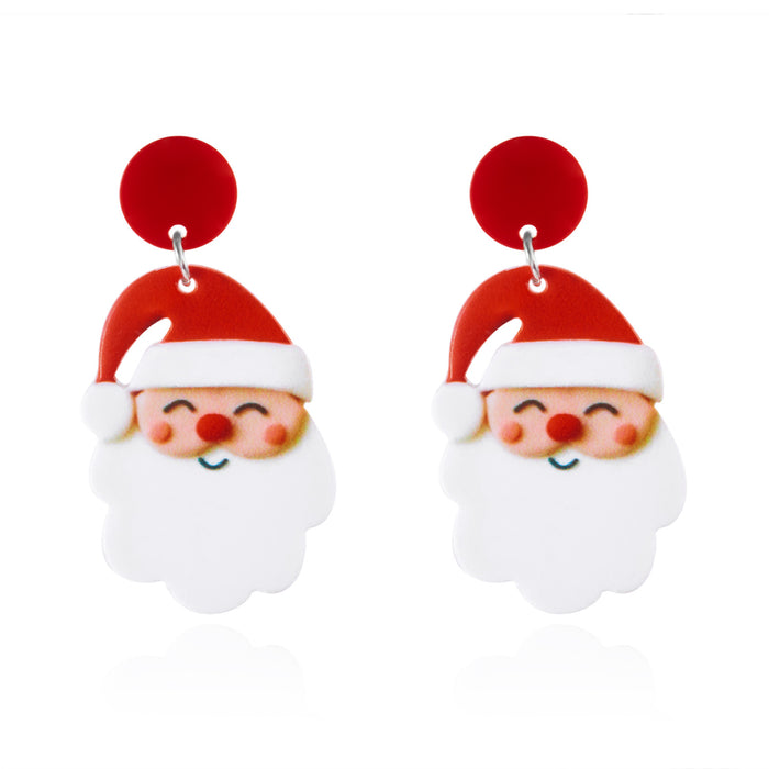 Wholesale Christmas acrylic earrings for women cute cartoon Christmas series elk bell pendant earrings