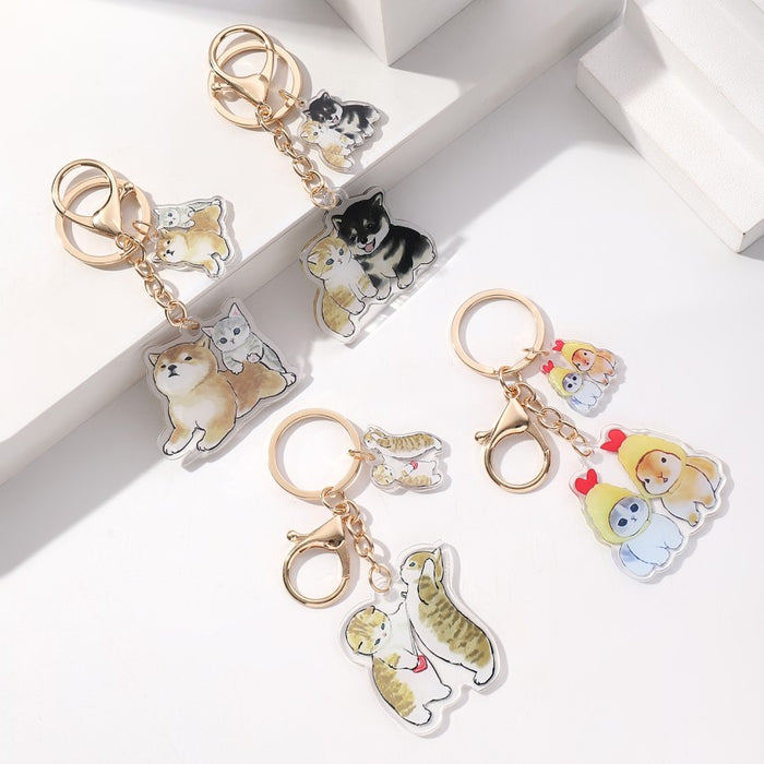 Wholesale Acrylic Cat and Dog Keychain JDC-KC-RongRui059