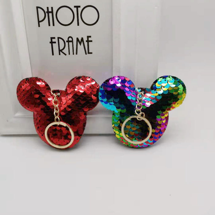 Wholesale Reflective glitter keychain pendant cartoon car keychain bag decoration