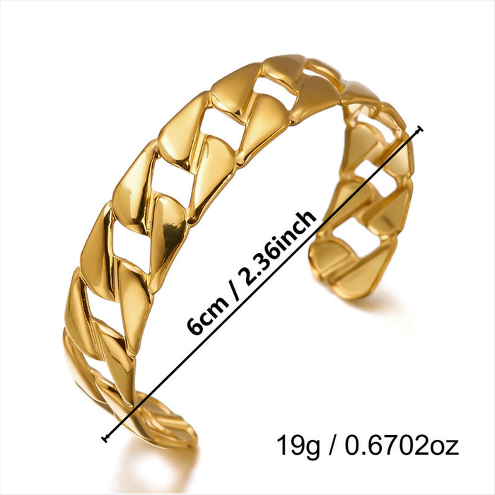 Wholesale Stylish Stainless Steel Open Cuff Bracelet Gold Plated Geometric Cutout Design