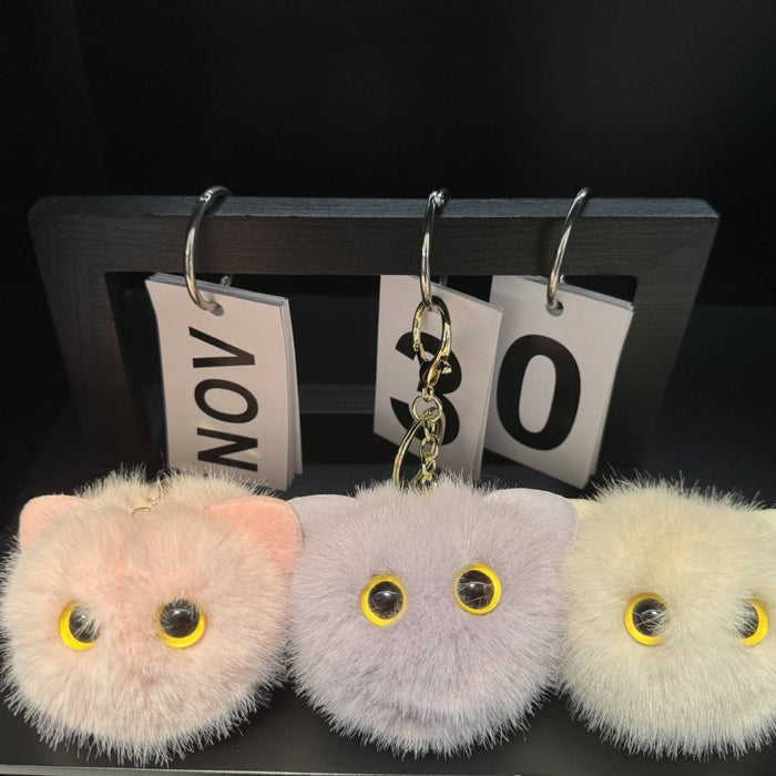 Wholesale plush cartoon cat head pendant cute animal Keychain Car bag key chain fashion small gift