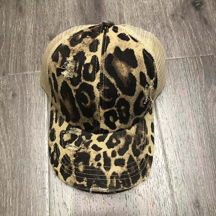 Wholesale Cotton Solid Color Distressed Mesh Cap Ponytail Cap Baseball Cap JDC-FH-ZhanH003