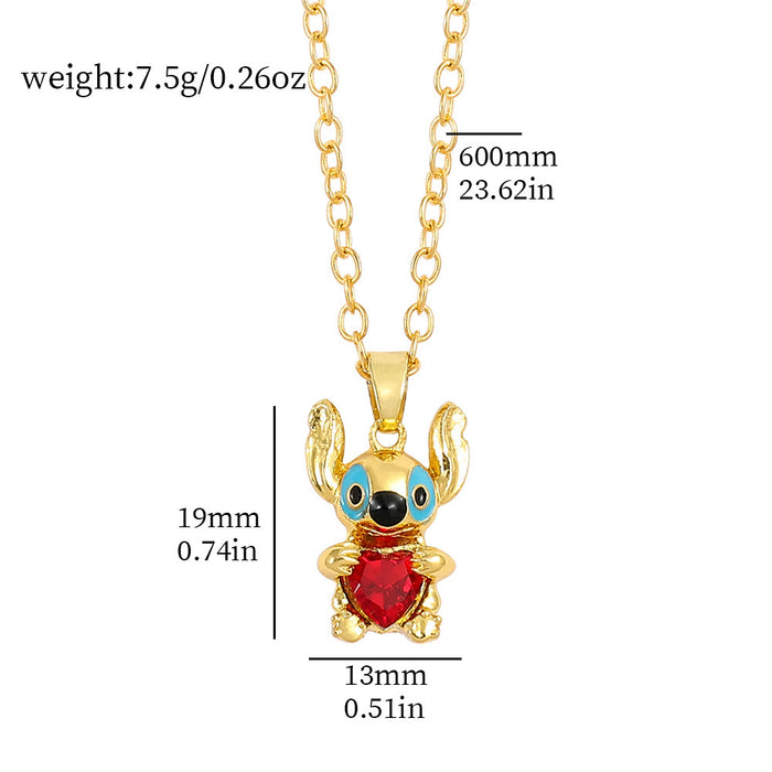 Wholesale Cartoon Cute Love Heart Zinc Alloy Necklace JDC-NE-ShaoH016