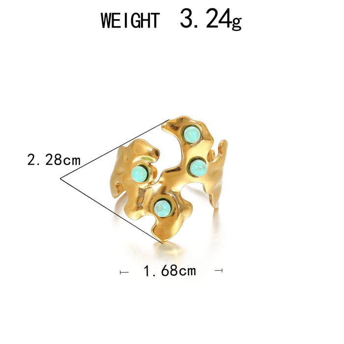 Wholesale Stainless Steel Gold Turquoise Rings