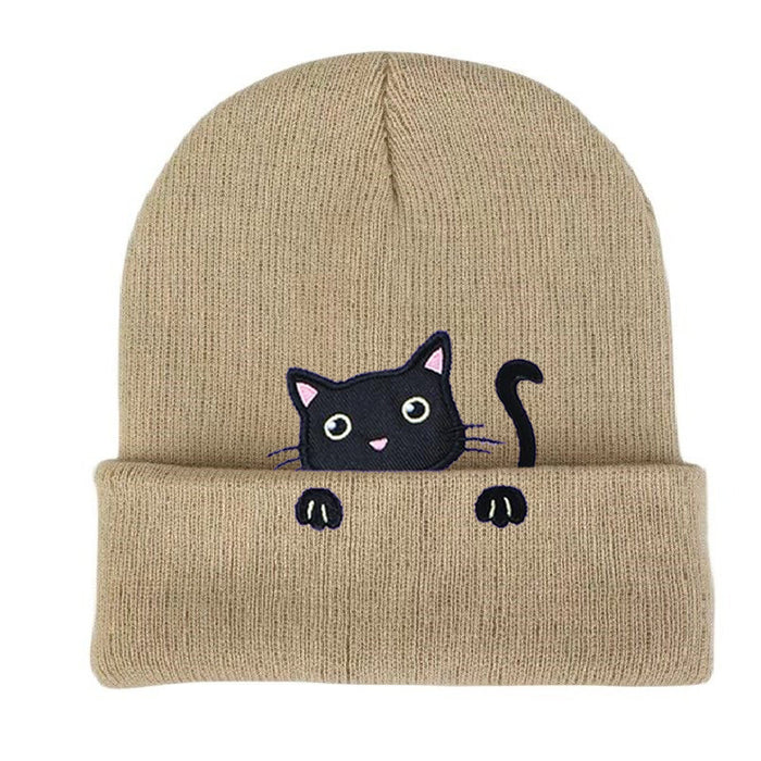 Wholesale Acrylic Cat Embroidery Knitted Beanie JDC-FH-Shengn008