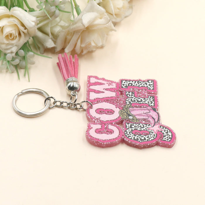 Wholesale Western Style Letters Acrylic Keychain JDC-KC-XYan003