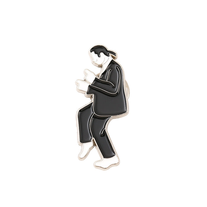 Wholesale Metal Punk Style Character Brooch Pin Black White Enamel Badge Casual Chic Jewelry Accessory