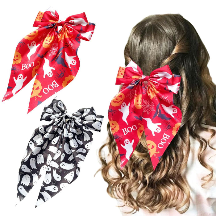 Wholesale  Hair Accessories Ghost  Web Streamer Spring Clip Pumpkin Hair Clip Fabric Print Clip Party Dress up