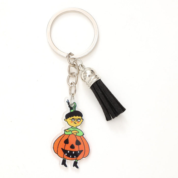 Wholesale Halloween Bat Pumpkin Head Witch Tassel Pendant Acrylic Keychain JDC-KC-YiTian017