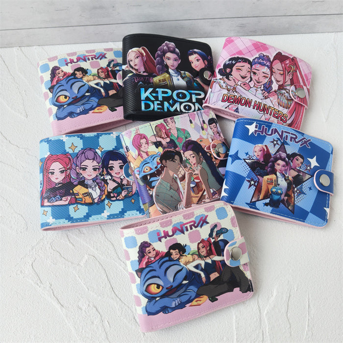Wholesale K-POP Short PU Bi-fold Snap Wallet
