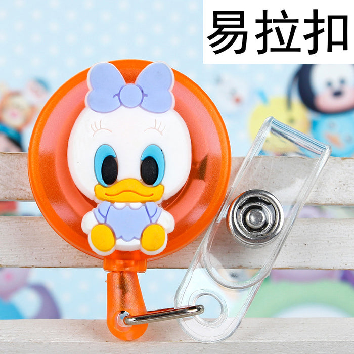 Wholesale Cartoon Badge Scroll Retractable Plastic Keychain JDC-KC-LuoKe003