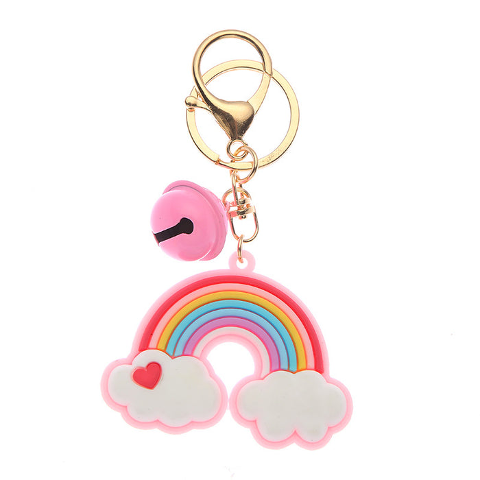 Wholesale  Keychain Cute Bell Rainbow Cloud Pendant Couple Bag Hanging Jewelry