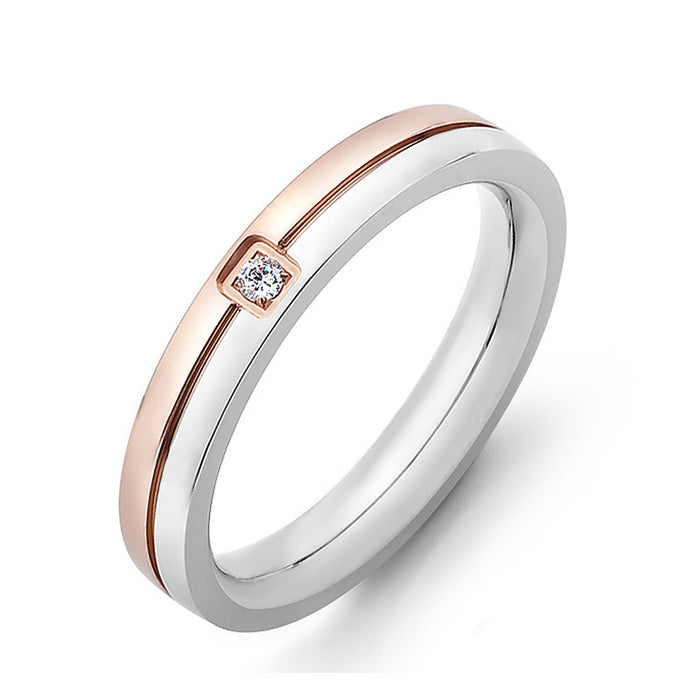Wholesale Accessories Trendy Fashion Pair Ring Color blocked Diamond inlaid Titanium Steel Ring Stainless Steel Ring