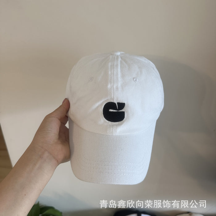 Wholesale New Fashionable Simple Washed Hat Embroidered Duck Tongue Hat Versatile 6-piece Curved brimmed Cotton Soft Top Sunshade Baseball