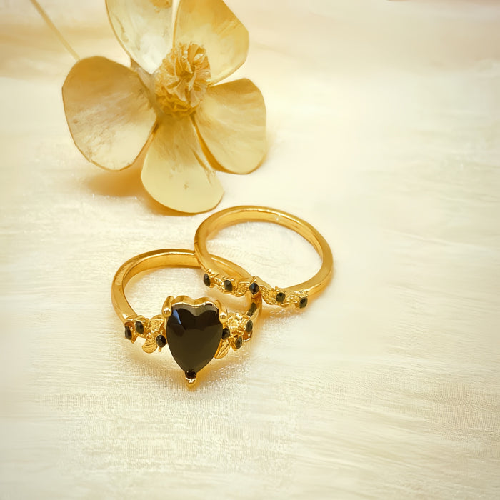 Wholesale Retro high-end heart-shaped fashion 2-piece women's ring set