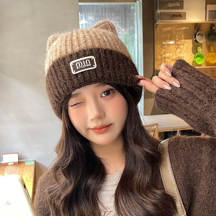 Wholesale Winter Cat Ear Hat Women's Ear Protection Wool Hat Knitted Hat Cute