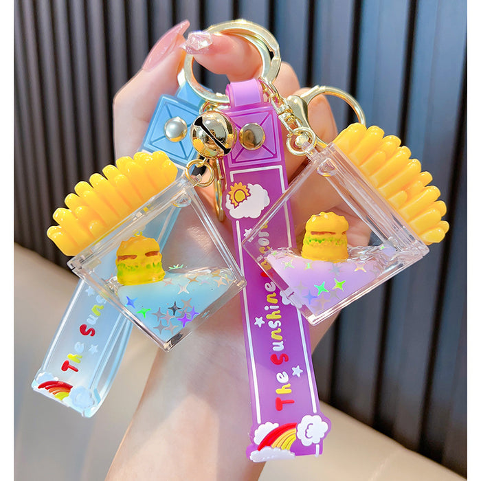 Wholesale Acrylic Hamburger French Fries Quicksand Bottle Keychain JDC-KC-WoA037