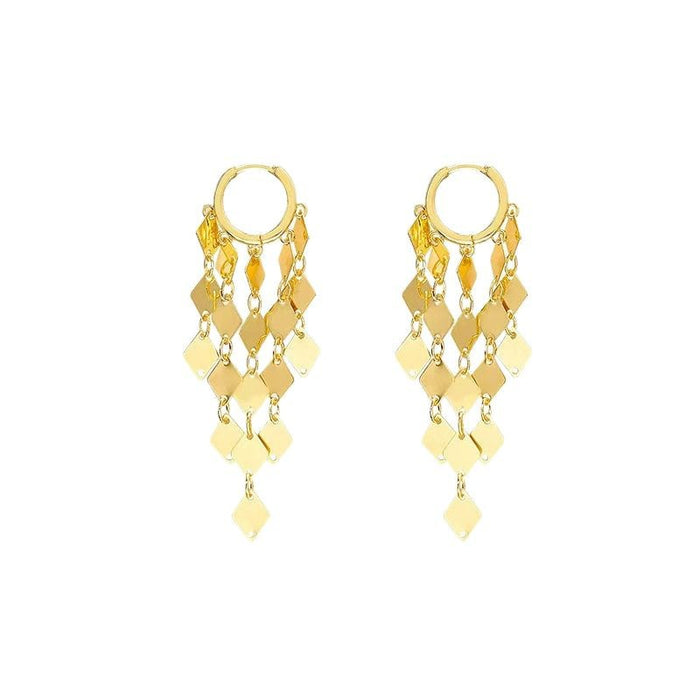 Wholesale High end geometric tassel earrings, niche, light luxury, ear buckle earrings, niche, exquisite