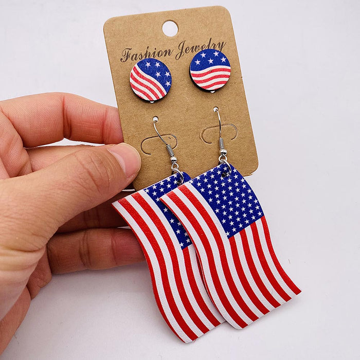 Wholesale New earring earring set with round heart-shaped pentagram sunflower leather earrings