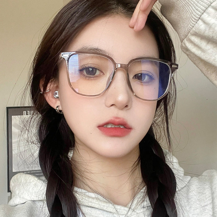 Wholesale Large frame anti blue light eyeglass frame, fashionable and high-end sensory artifact TR flat mirror frame