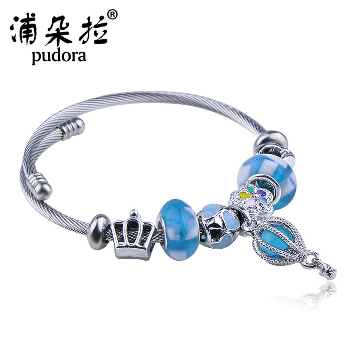Wholesale New stainless steel bracelet, fashionable DIY bead bracelet, minimalist design