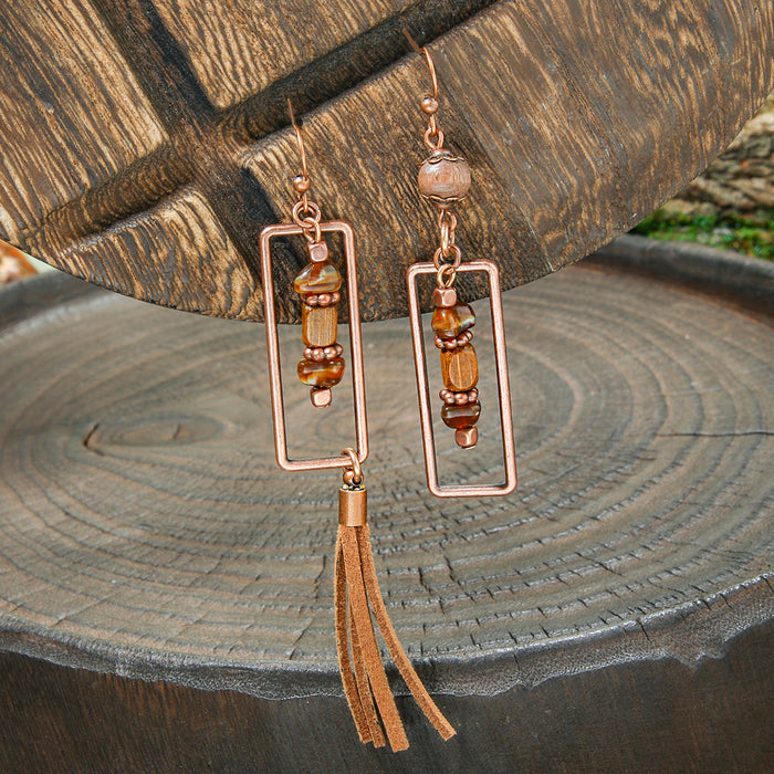 Wholesale 2pcs Vintage Bohemian Hand-made Tassel Earrings