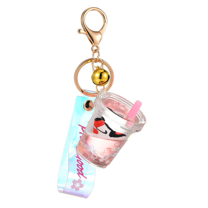 Wholesale Acrylic Quicksand Milk Tea Cup Keychain