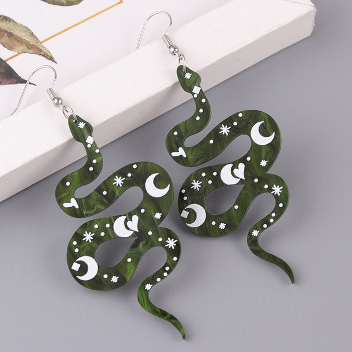 Wholesale  Creative Fun Earrings Green Series Frog Snake Acrylic Earrings Funny Personality Earrings Ear Accessories