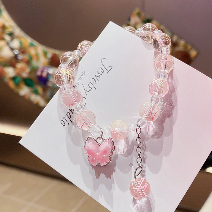 Wholesale Glass Butterfly Bracelet Trendy Handmade Fashion Accessory MOQ≥3