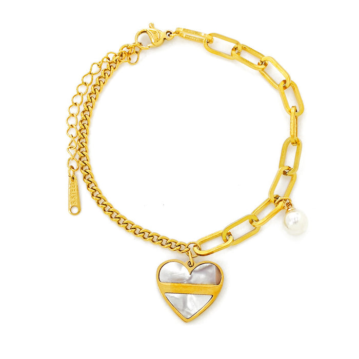 Wholesale summer light luxury double titanium steel pearl bracelet women