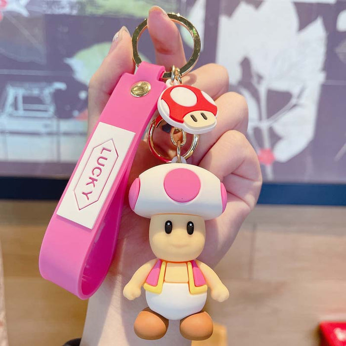 Creative Cartoon Game Mushroom PVC Soft Glue Keychains JDC-KC-JinB016