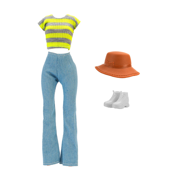 Wholesale 11 inch doll fashion travel variety of striped shirt jeans