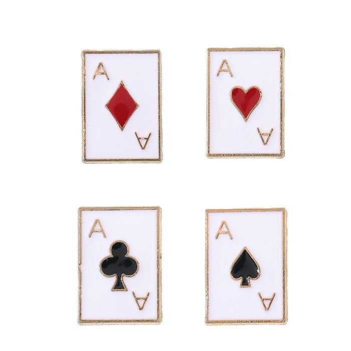 Wholesale Metal Geometric Poker Brooch Pin Electroplated Lapel Brooch Trendy Party Accessory For Collar Bag Shoe Decoration
