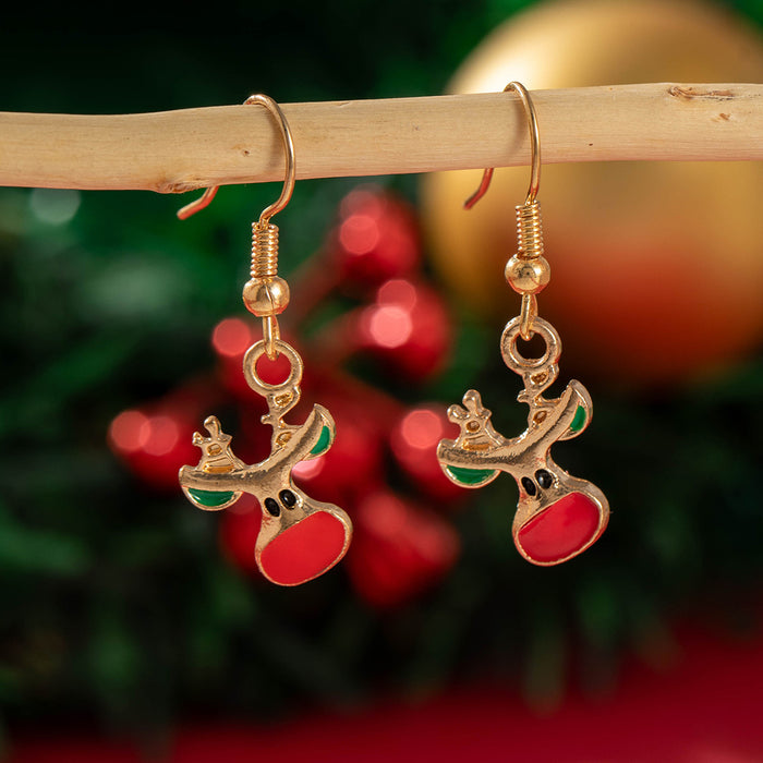 Wholesale Alloy Christmas Earrings with Elk and Snowflake Design for Holiday Party and Gift