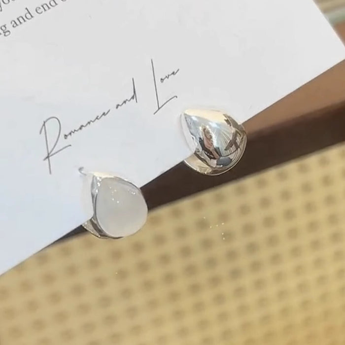 Wholesale Ice-Clear Cat's Eye Stone Double-Sided Teardrop Earrings