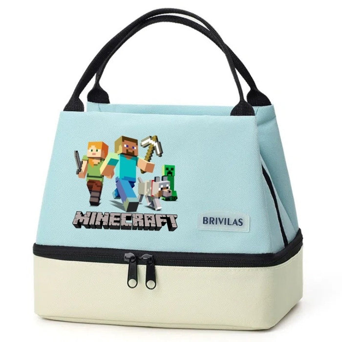 Wholesale Cartoon Double Layer Insulated Lunch Bag Oxford Fabric Picnic Tote Casual Outing Gift