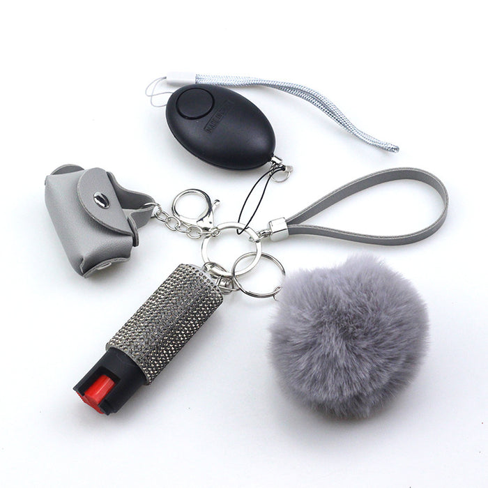 Wholesale Leather Ladies Bag Fur Ball Set of 4 Keychains JDC-KC-CanWu010