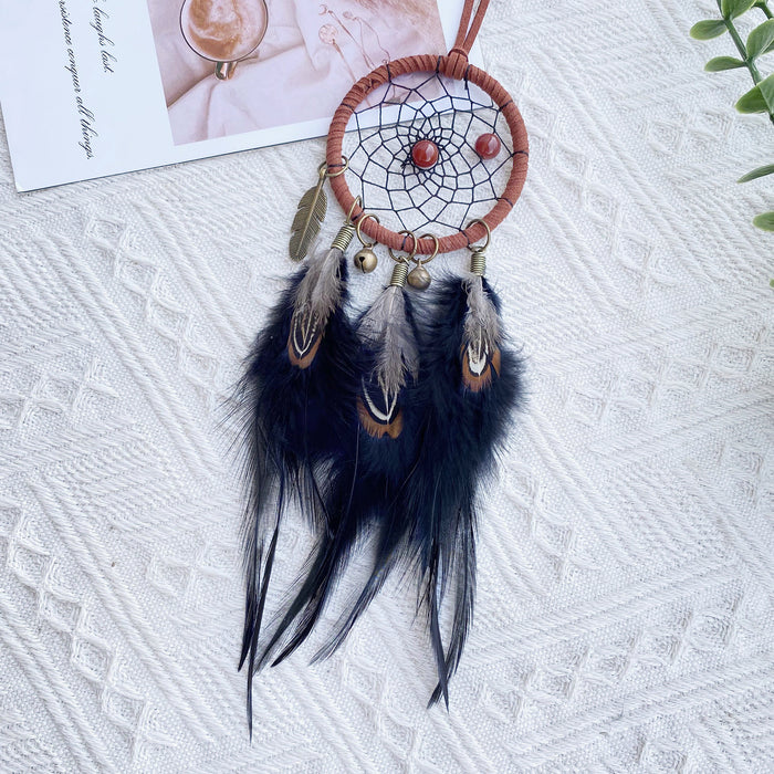 Wholesale Retro Style Dream Catcher Car Hanging Ornament Feathers Black Decorative Gift MOQ≥2