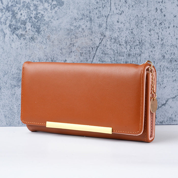 Wholesale Chic PU Long Wallet Black Solid Urban Simplicity Sequins Detail for Women