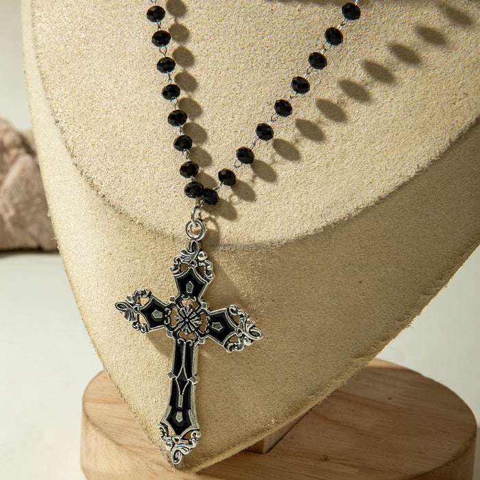 Wholesale Gothic Vintage Dark Cross Pendant Necklace Copper Layering Jewelry Boutique Resale MOQ≥2